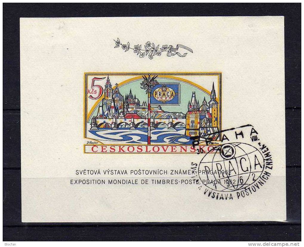 Moldau-Brücke PRAGA 1962 CSR 1360 Block 18 B O 60€ Imperforiert Bloque Hoja EXPO Philatelic Bloc Bf CSR/Tschechoslowakei - Blocks & Kleinbögen