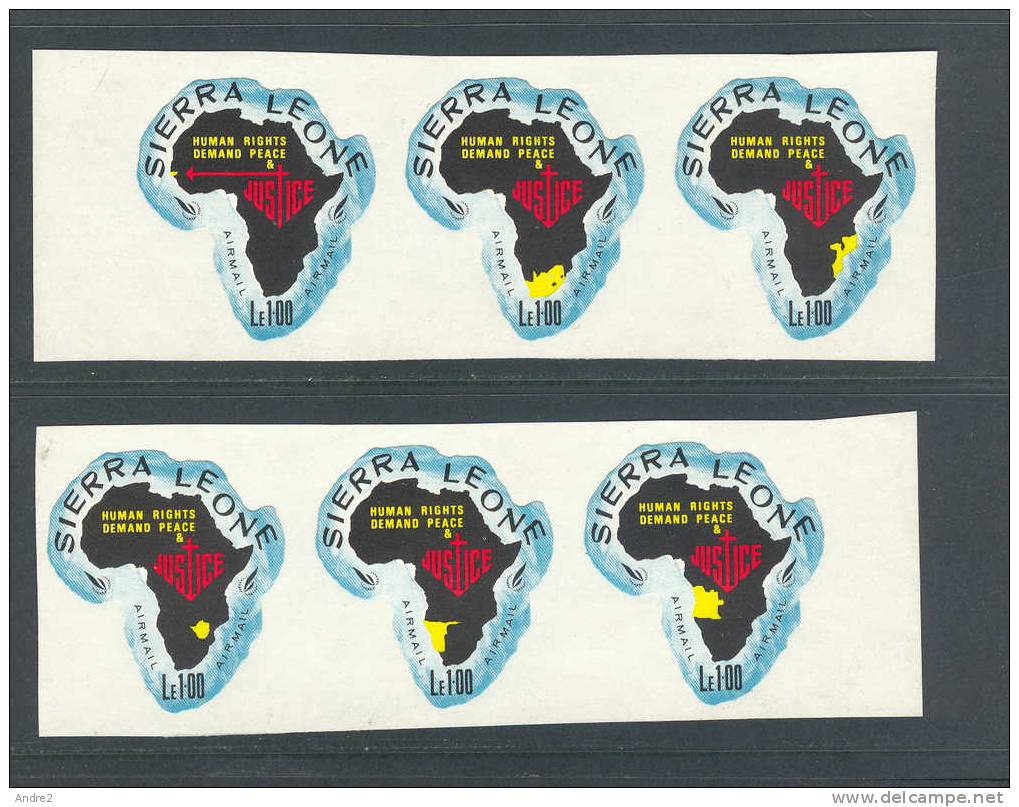 Sierra Leone  1968 Human Rights Year :airmail  6 X 1l Showing Different Territories In Yellow - Sierra Leone (1961-...)