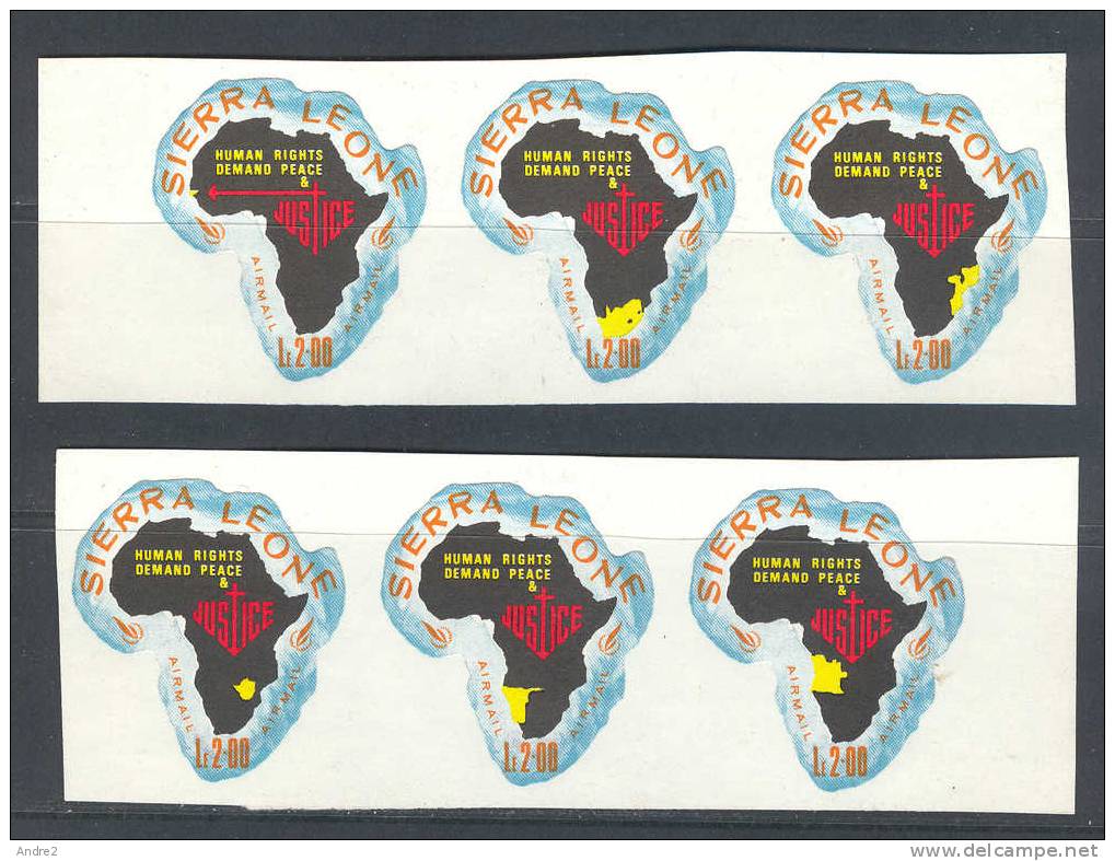Sierra Leone  1968 Human Rights Year :airmail  6 X 2l Showing Different Territories In Yellow - Sierra Leone (1961-...)