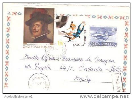 29763)parte Di Lettera Rumena Con 35+60+1.75  Bani Da Baicoi A Catania Il 24-9-1970 - Poststempel (Marcophilie)