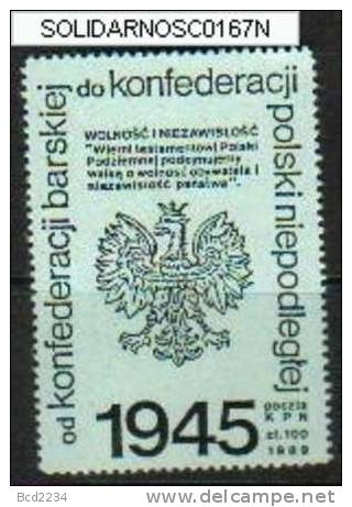 POLAND SOLIDARNOSC KPN 1989 - 1945 INDEPENDENCE LIGHT GREEN PROOF (0167N/0464C) - Solidarnosc Labels