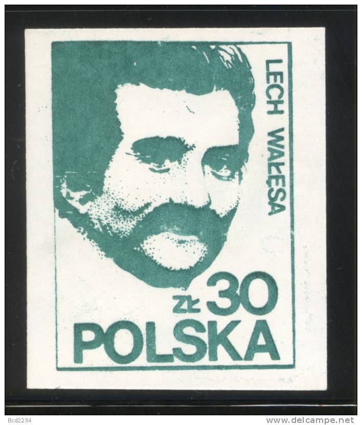 POLAND SOLIDARNOSC SOLIDARITY (GDANSK) 1983 LECH WALESA DARK GREEN CHALKY PAPER NOBEL PRIZE WINNER POLOGNE POLEN - Solidarnosc Labels