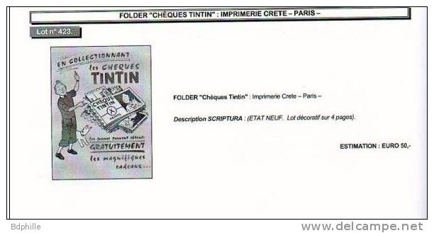 TINTIN Feuillet Point Cheque Tintin Hergé - Advertisement
