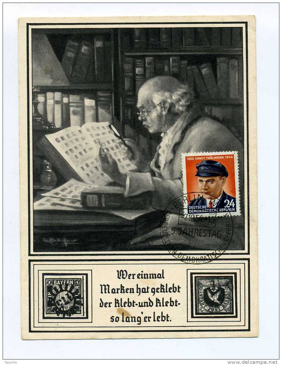 1954 DDR Schöne Sonderkarte Philatelie Wer Einmal Marken Hat Geklebt..... - Storia Postale