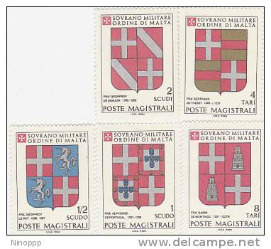 SMOM-1979 Arms 1st Issue 156-160 Set MNH - Sovrano Militare Ordine Di Malta