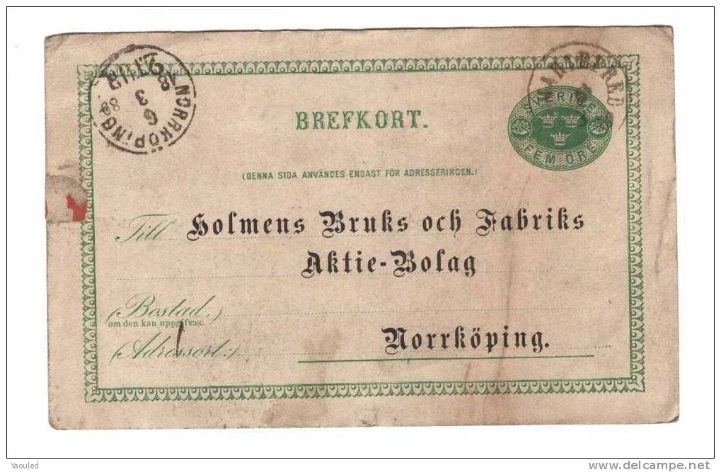 BREFKORT  -1889 - Postal Stationery