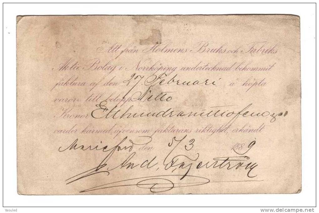 BREFKORT  -1889 - Postal Stationery