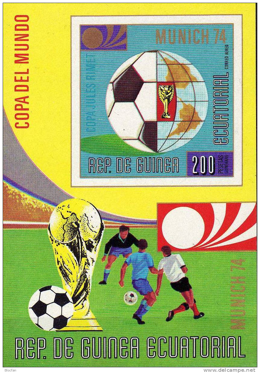 Fussball Und Globus 1973 Guinea Äquatorial Block 77 ** Plus O 10€ Soccer Bloc Sport Sheet From Africa - Guinée Equatoriale