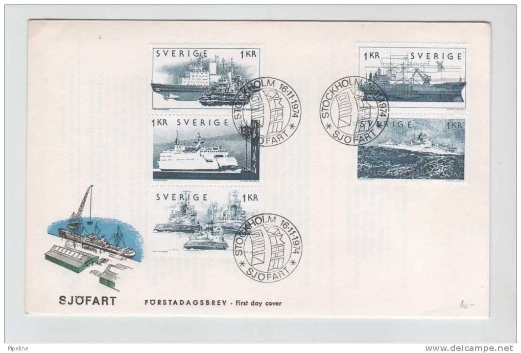 Sweden FDC 16-11-1974 Complete Set Of 5 Ships With Cachet - FDC