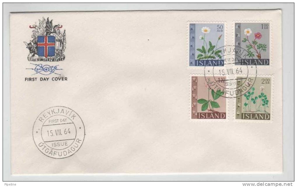 Iceland FDC Complete Set Of 4 FLOWERS 15-7-1964 - FDC
