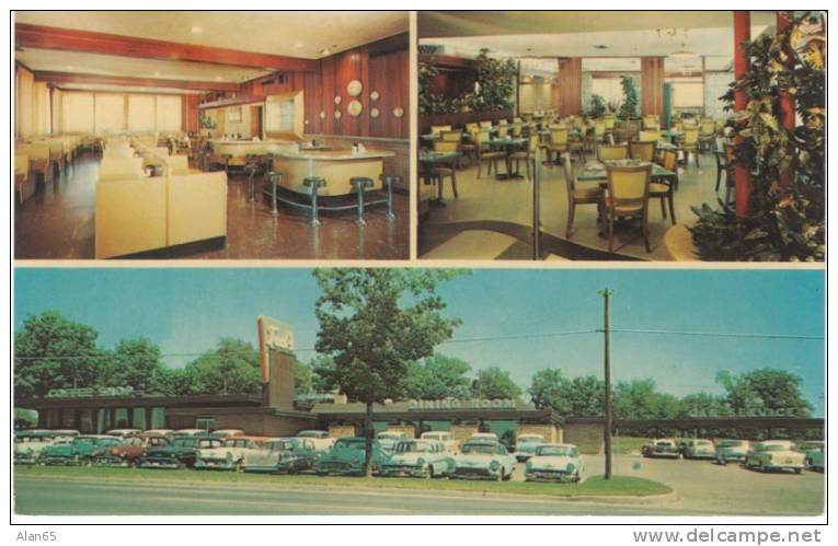 Bloomfield Hills Michigan, Ted's Restaurant Drive-in Coffee Shop 1950s Vintage Autos, Interior View On Postcard - Other & Unclassified