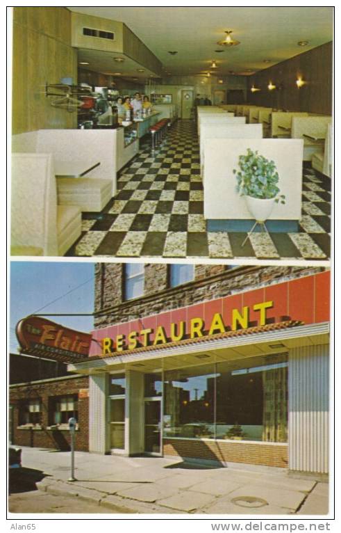 Sault Ste. Marie Michigan, 'The Flair' Restaurant, Interior View, 50s/60s Decor On Postcard - Sonstige & Ohne Zuordnung