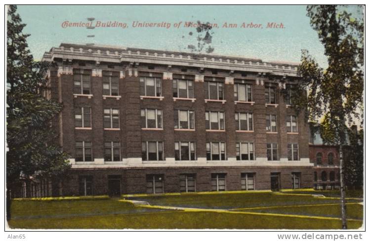 University Of Michigan Chemical Building, Ann Arbor Michigan Campus, On 1910s Vintage Postcard - Otros & Sin Clasificación