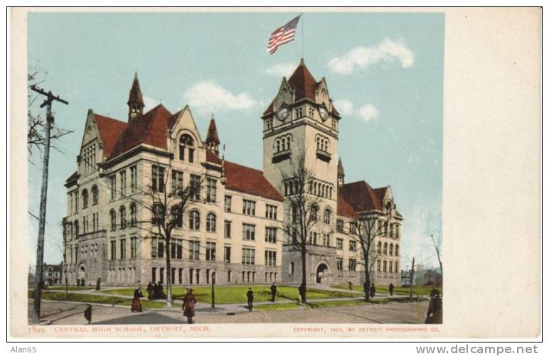 Detroit Michigan Central High School On Detroit Photographic Co. 1904 Vintage Postcard, School - Other & Unclassified