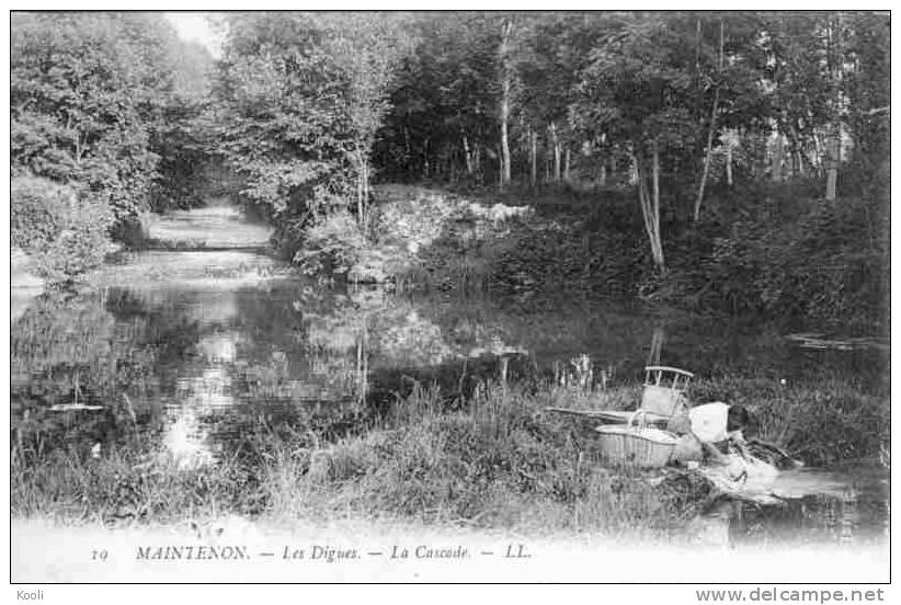28Z93-MAI-7-  MAINTENON - Les Digues - La Cascade - Lavandière - Brouette - Maintenon