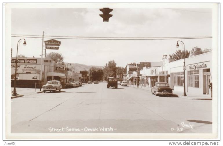 Omak Washington State, Smith Real Photo Street Scene On C1950 Vintage Postcard, Auto Truck Tavern - Andere & Zonder Classificatie