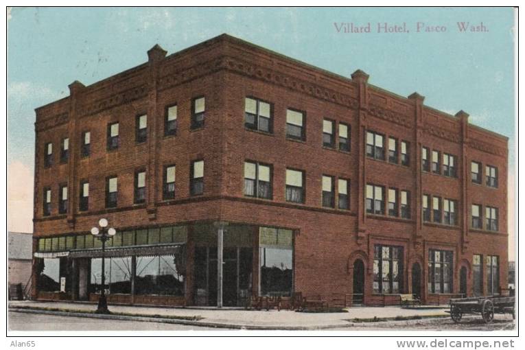 Pasco Washington, Villard Hotel Lodging, Railroad Cancel Postmark Spokane Pasco & Portland RPO On 1910s Vintage Postcard - Unclassified