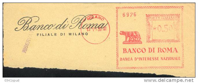 1939  Italia Roma  EMA Meter  Affrancatrice Banca  Banque  Bank  Loup  Lupo  Wolf Frammento - Monnaies