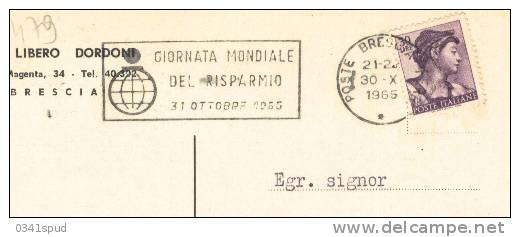1965 Italia Brescia  Targhetta  Risparmio Saving  Epargne Bank  Banca Banque Sur Carte - Monnaies