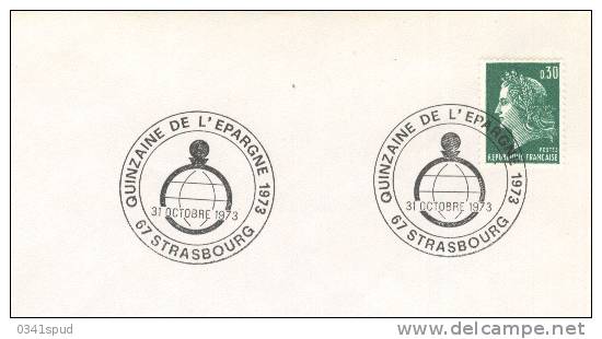 1973  France 67  Strasbourg  Epargne Risparmio Saving  Sur Lettre - Monnaies