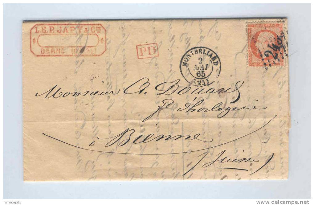 HORLOGERIE SUISSE / FRANCE - Archive Douard à BIENNE -  MONTBELIARD 1865  - SUPERBE Entete Japy § Cie à BERNE  --  LL004 - Horlogerie