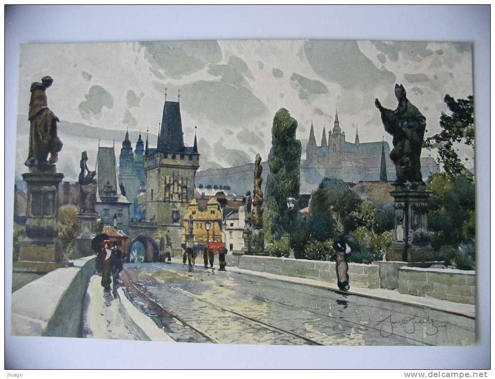 PRAHA. Na Karlove Moste  (Die Akvarelu Jaroslava Setelika) - Tschechische Republik