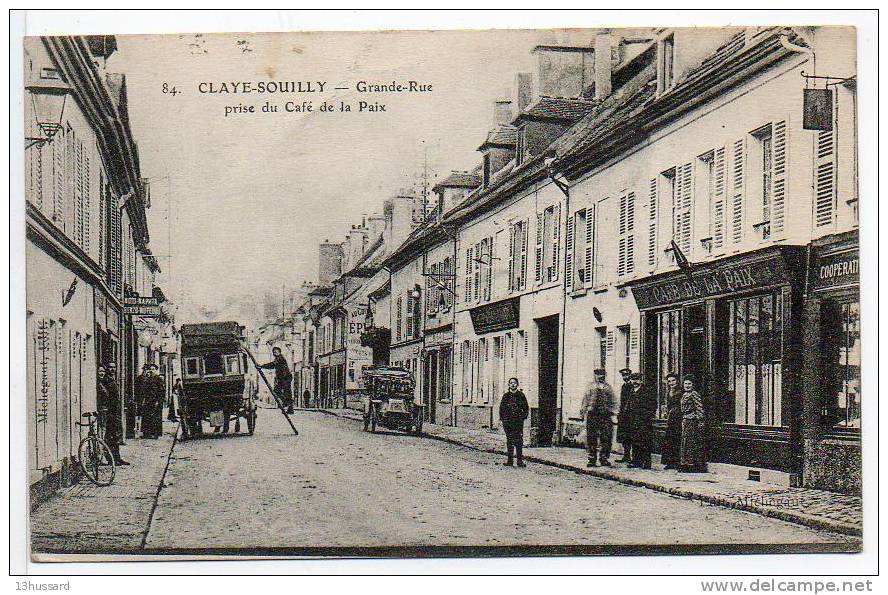 Carte Postale Ancienne Claye Souilly - Grande Rue Prise Du Café De La Paix - Bureau De Tabac - Claye Souilly