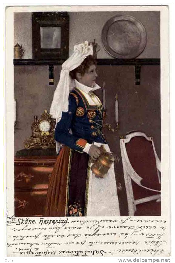 Costume Folklorique Suédois : Skåne (HERRESTAD) {very Nice Cancels} - Storia Postale