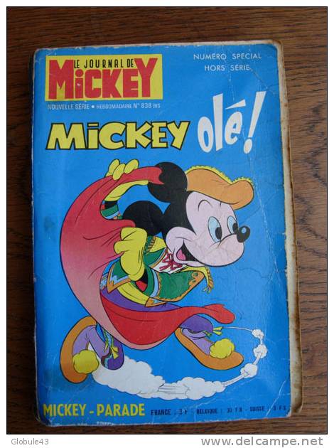 LE  JOURNAL DE MICKEY SPECIAL HS N° 838 BIS MICKEY OLE  1968 - Disney