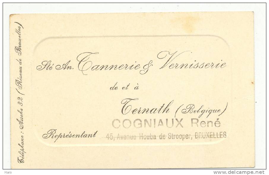 TERNAT - TERNATH - Tanneries & Vernisserie (k)- Représentant à Bruxelles: Cognaux André - Cartes De Visite