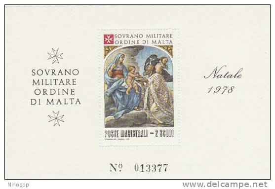 SMOM-1978 BF 12 Christmas Souvenir Sheet MNH - Malta (Orde Van)