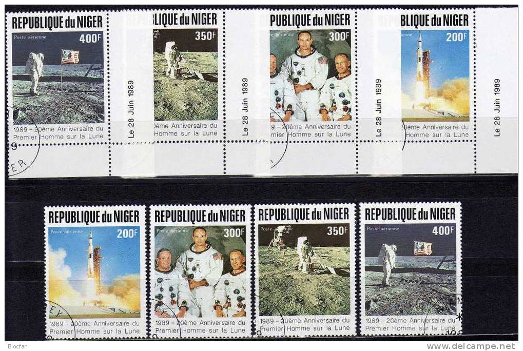 Mondlandung Vor 40 Jahren Apollo 11 1989 Niger 1069/2 Plus ER-Satz O 15€ USA-Raumfahrt Space Set From Africa - Níger (1960-...)