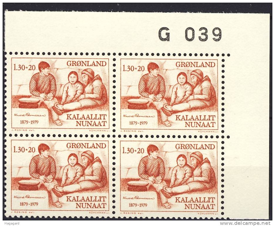 #Greenland 1978. Numbered Corner Block Of 4  No.: G 034.  Michel 111. MNH (**) - Unused Stamps
