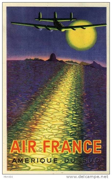 AIR-FRANCE. AMERIQUE DU SUD. RESEAU AERIEN MONDIAL. CREATION ILLUSTRATEUR PERCEVAL - PARIS - Panamá