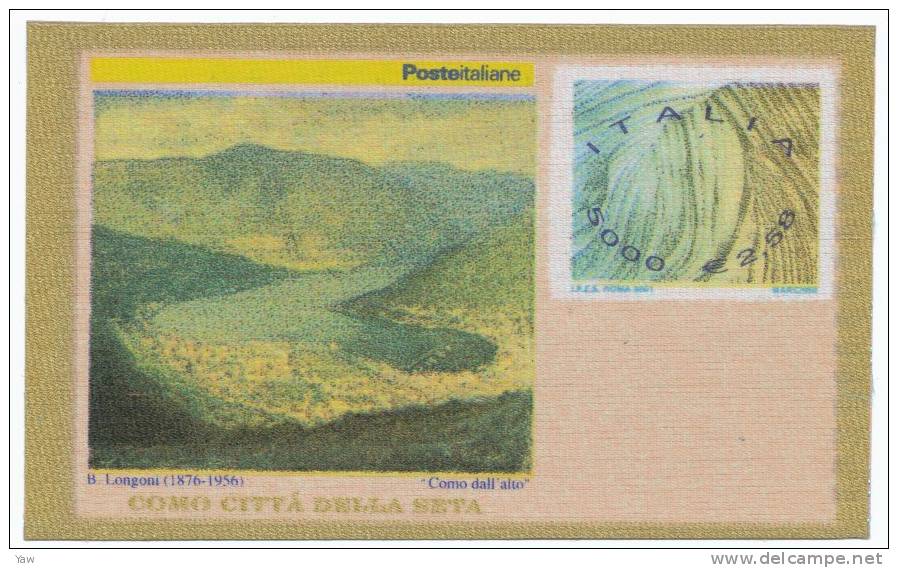 ITALIA 2001 FB INDUSTRIA ITALIANA DELLA SETA - PURE SILK, FRANCOBOLLO-BUSTA. MNH** (NOVITÀ ITALIANA) - Textiel