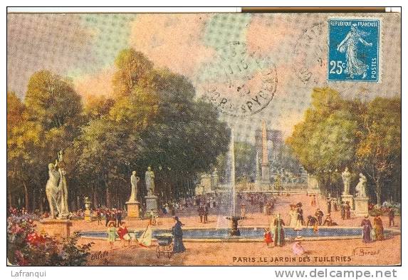 ILLUSTRATEUR RAPHAEL TUCK-oilette -ref 47- Paris - Le Jardin Des Tuileries -carte Bon Etat - - Tuck, Raphael