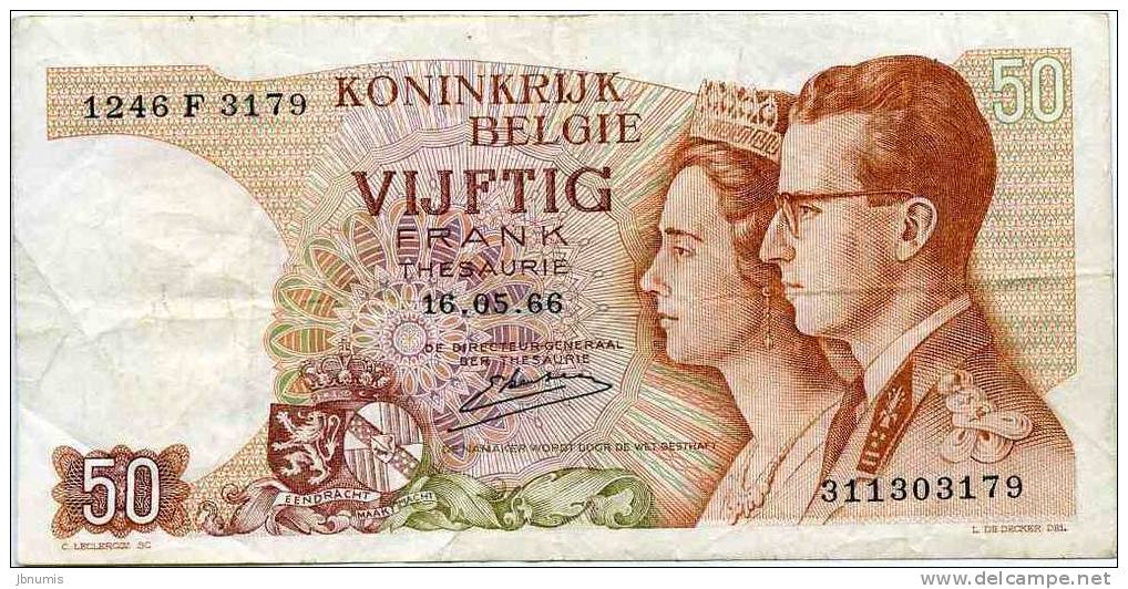 Belgique Belgium 50 Francs 16 Mai 1966 Trésorie P139 - 50 Franchi