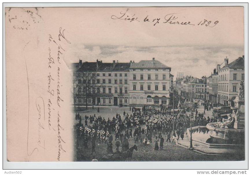 3142/ CP-PK Datée De Liège En 1899 Manifestation Folklorique Bruxelles Porte De Namur TRAM - Marktpleinen, Pleinen