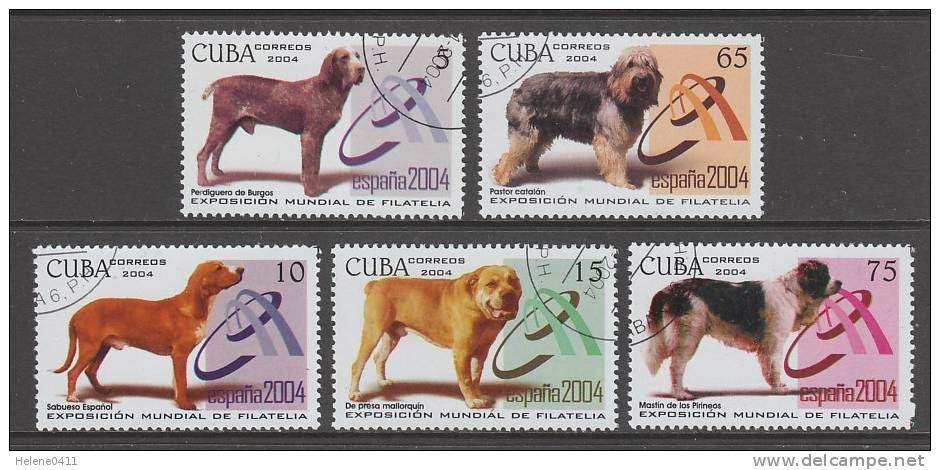 SERIE OBLITEREE DE CUBA - CHIENS N° Y&T 4162 A 4166 - Chiens