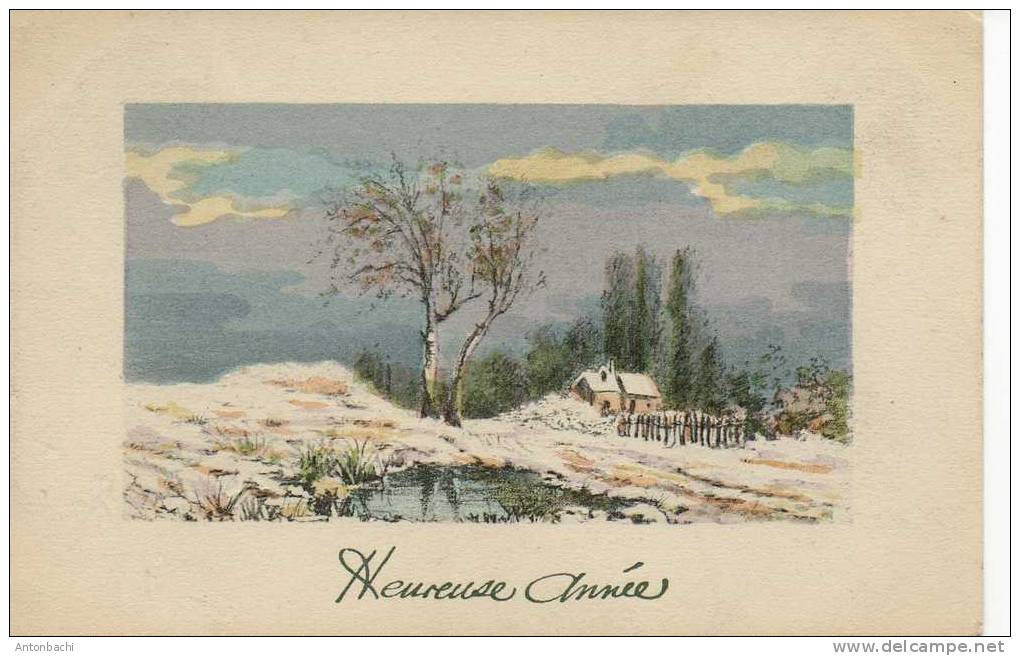 FRANCE - POSTALE -1910 -  AVEC SEMEUSE YT 138 - PAYSAGE NEIGE- HEREUSE ANNÉE - À PARIS - Briefe U. Dokumente