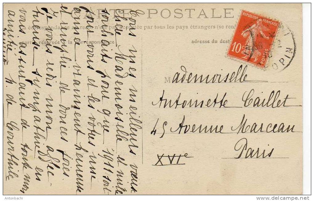 FRANCE - POSTALE -1910 -  AVEC SEMEUSE YT 138 - PAYSAGE NEIGE- HEREUSE ANNÉE - À PARIS - Briefe U. Dokumente