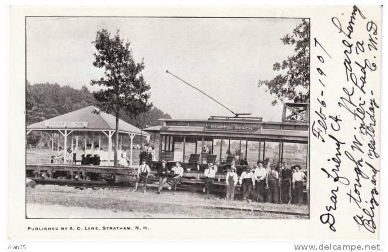 Stratham New Hampshire Electric Train To Hampton Beach, Stratham Hill Park Station(?) On Antique Postcard - Altri & Non Classificati