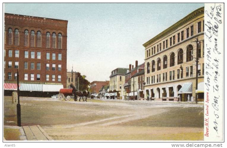 Dover New Hampshire, Central Square 1905 On Antique Postcard - Dover