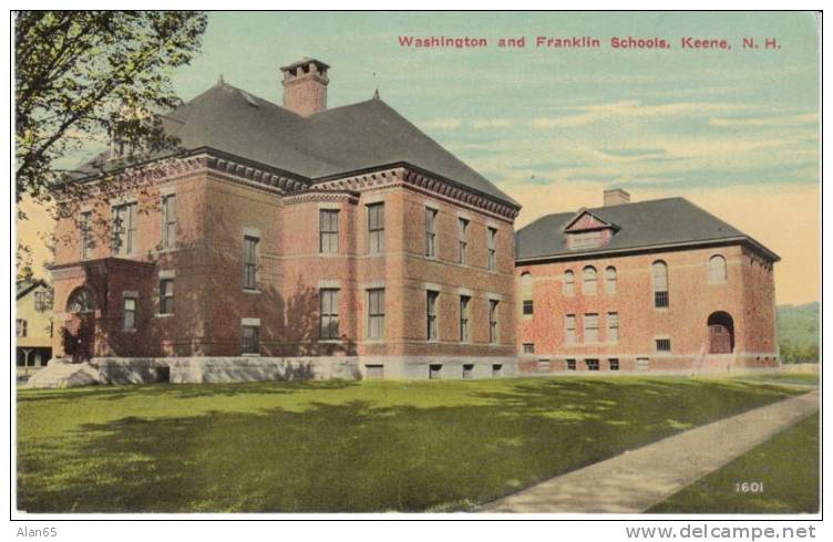 Keene New Hampshire, Washington & Franklin Schools, Education, On 1910s Vintage Postcard - Andere & Zonder Classificatie