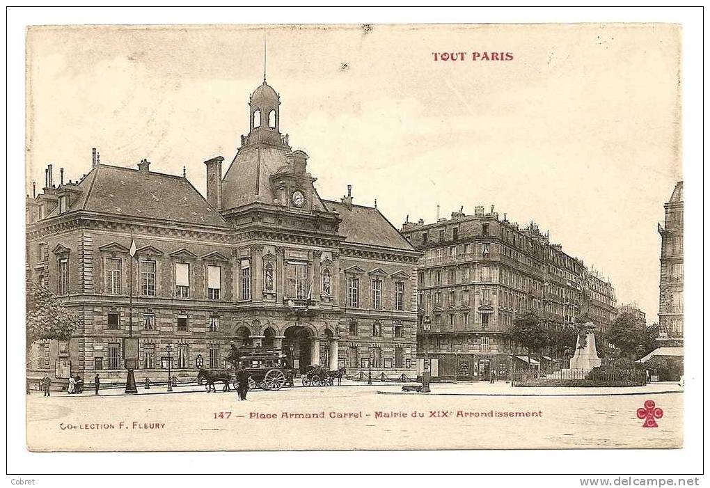 PARIS -Place Armand Carret,  La Mairie Du XIX Arrondissement - Paris (19)