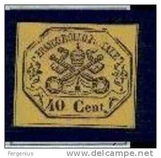 Pontificio-1867-40c Giallo – Unif.17 – Nuovo SG  - - Papal States