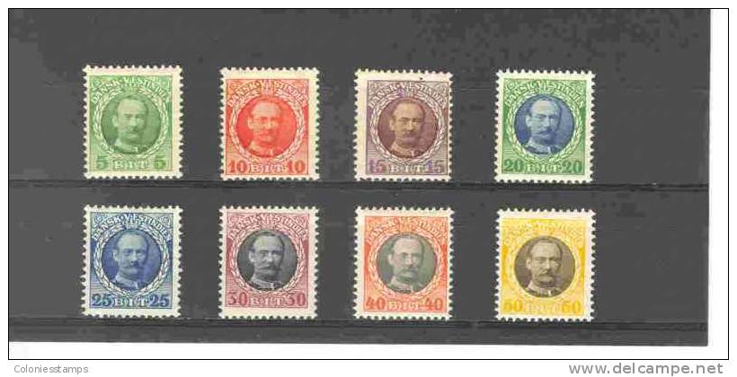 (S0969) DANISH WEST INDIES, 1907-1908 (King Frederik VIII). Complete Set. Mi ## 41-48. MLH* - Dänische Antillen (Westindien)