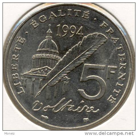5 FRS VOLTAIRE 1994 TB/TTB - 5 Francs