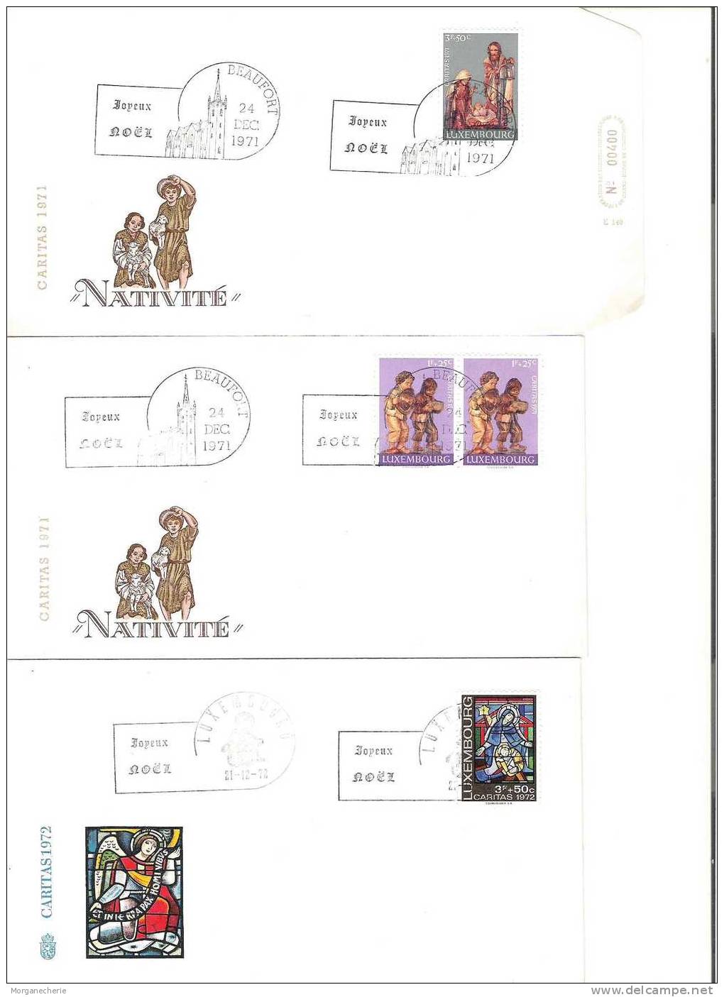 LUXEMBOURG, 1971-1979 CARITAS LOT 9 COVERS JOYEUX NOEL CHRISTMAS - Commemoration Cards