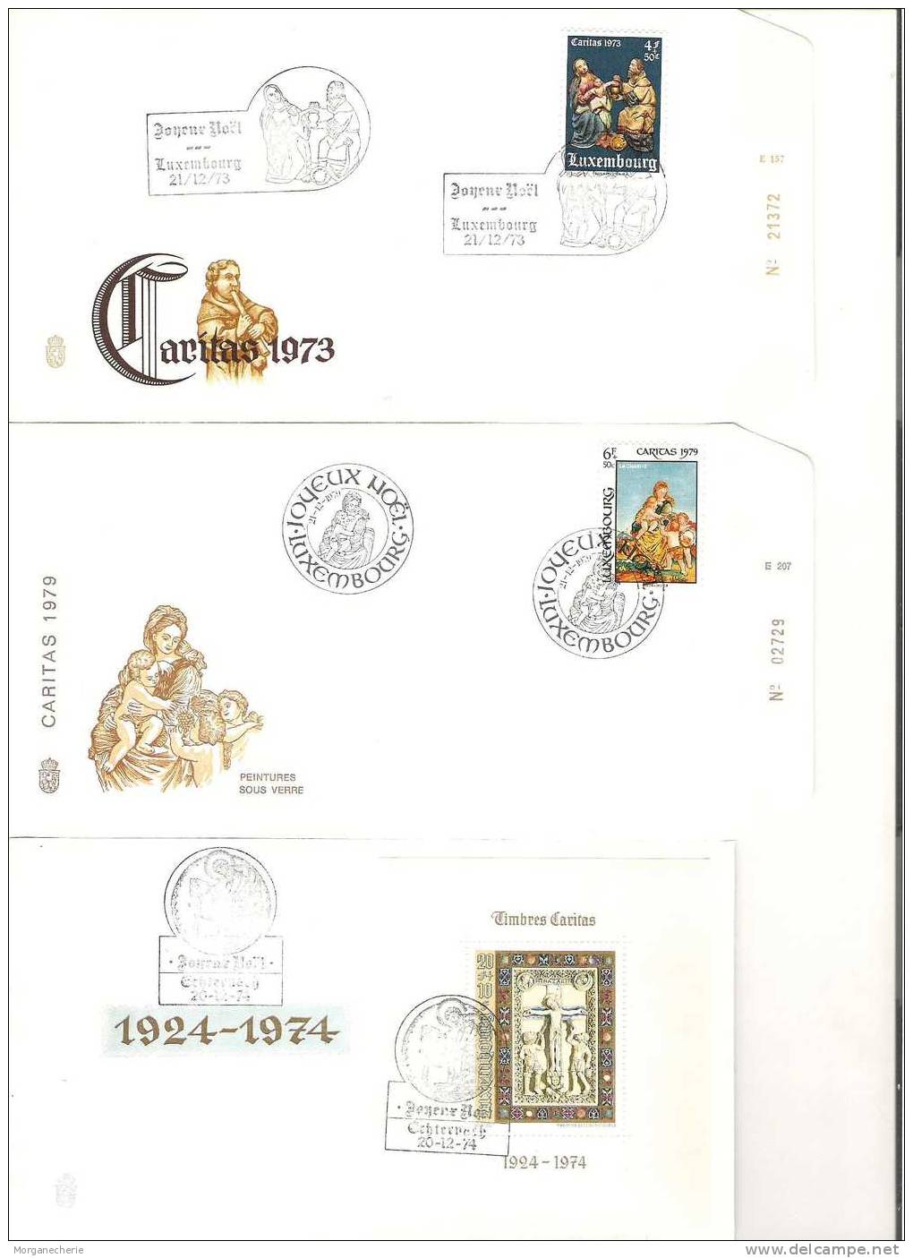 LUXEMBOURG, 1971-1979 CARITAS LOT 9 COVERS JOYEUX NOEL CHRISTMAS - Commemoration Cards